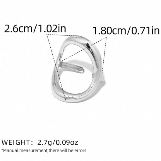 Picture of Wholesale Women's Gift Open Adjustable Rings, Silver Tone 304 Stainless Steel, Eco-friendly Stylish Dainty Jewelry Supply 18mm(US Size 7.75), 1 Piece