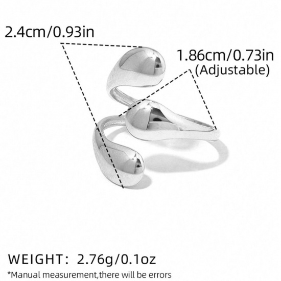 Picture of Wholesale Women's Gift Open Rings, Silver Tone 304 Stainless Steel, Eco-friendly Stylish Dainty Jewelry Supply 18.6mm(US size 8.5), 1 Piece