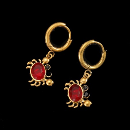 Picture of Wholesale Ocean Jewelry Stylish Hoop Earrings, Crab Animal 18K Gold Plated 304 Stainless Steel, Women's Eco-friendly PVD Vacuum Plating Gift Jewelry Supply 12mm Dia., 1 Pair