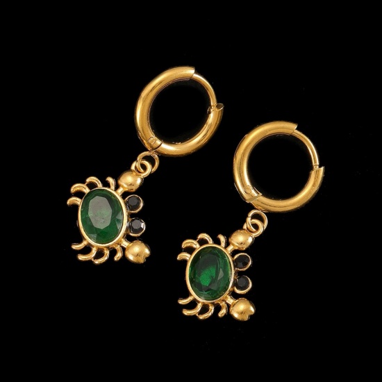 Immagine di All'Ingrosso Gioielli Oceanici Elegante Orecchini Circolari, Granchio Placcato Oro 18K 304 Acciaio Inossidabile, Donne Placcatura Sottovuoto PVD Ecologica Regalo Fornitura di Gioielli 12mm Dia., 1 Paio