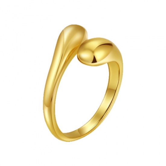 Imagen de Al Por Mayor Mujeres Regalo Abierto Ajustable Anillos, Chapado en Oro de 18K 304 Acero Inoxidable, Recubrimiento al Vacío PVD Ecológico Elegante Elegante Suministro de Joyería 1 Unidad
