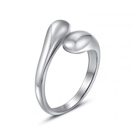 Imagen de Al Por Mayor Mujeres Regalo Abierto Ajustable Anillos, Tono de Plata 304 Acero Inoxidable, Respetuoso del Medio Ambiente Elegante Elegante Suministro de Joyería 1 Unidad