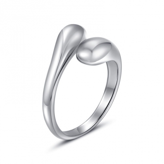 Imagen de Al Por Mayor Mujeres Regalo Abierto Ajustable Anillos, Tono de Plata 304 Acero Inoxidable, Respetuoso del Medio Ambiente Elegante Elegante Suministro de Joyería 1 Unidad
