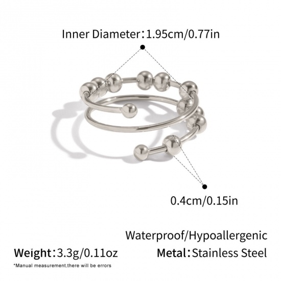 Picture of Wholesale Women's Gift Open Adjustable Rings, Silver Tone 304 Stainless Steel, Eco-friendly Stylish Dainty Jewelry Supply 19.5mm(US Size 9.75), 1 Piece