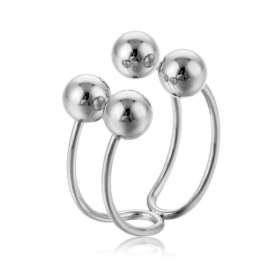 Picture of Wholesale Women's Gift Ball Open Rings, Silver Tone 201 Stainless Steel, Eco-friendly Stylish Dainty Jewelry Supply 18mm(US Size 7.75), 1 Piece