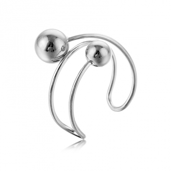 Picture of Wholesale Women's Gift Ball Open Rings, Silver Tone 201 Stainless Steel, Eco-friendly Stylish Dainty Jewelry Supply 18mm(US Size 7.75), 1 Piece