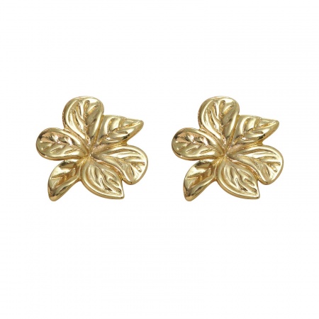 Imagen de Al Por Mayor Colección Flora Retro Pendientes de Poste de Oreja, Flor Chapado en Oro de 18K 304 Acero Inoxidable, Mujeres Recubrimiento al Vacío PVD Ecológico Regalo Suministro de Joyería 24.5mm x 24mm, 1 Par