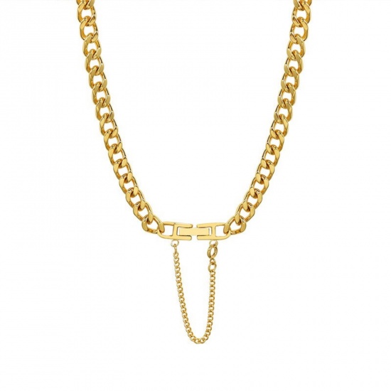 Picture of Wholesale Curb Link Chain Bracelets, 18K Gold Plated 304 Stainless Steel, Women's Eco-friendly PVD Vacuum Plating Stylish Ins Style Gift Jewelry Supply 16cm(6.3") long, 1 Piece
