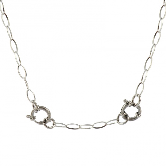 Picture of Wholesale Link Cable Chain Charm Holder Necklace, Silver Tone 304 Stainless Steel, Unisex Eco-friendly Exquisite Simple & Casual Gift Jewelry For Retailer, 60cm(23.6") long, Chain Size: 4.5mm, 1 Piece