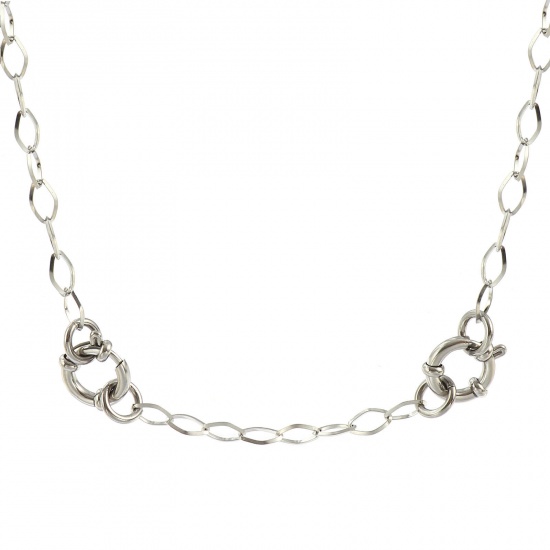Picture of Wholesale Link Cable Chain Charm Holder Necklace, Silver Tone 304 Stainless Steel, Unisex Eco-friendly Exquisite Simple & Casual Gift Jewelry For Retailer, 63cm(24.8") long, Chain Size: 5mm, 1 Piece