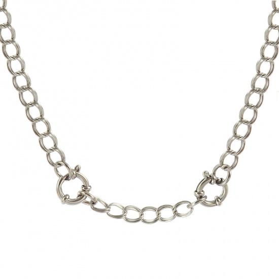 Picture of Wholesale Curb Link Chain Charm Holder Necklace, Silver Tone 304 Stainless Steel, Unisex Eco-friendly Exquisite Simple & Casual Gift Jewelry For Retailer, 60cm(23.6") long, Chain Size: 6mm, 1 Piece