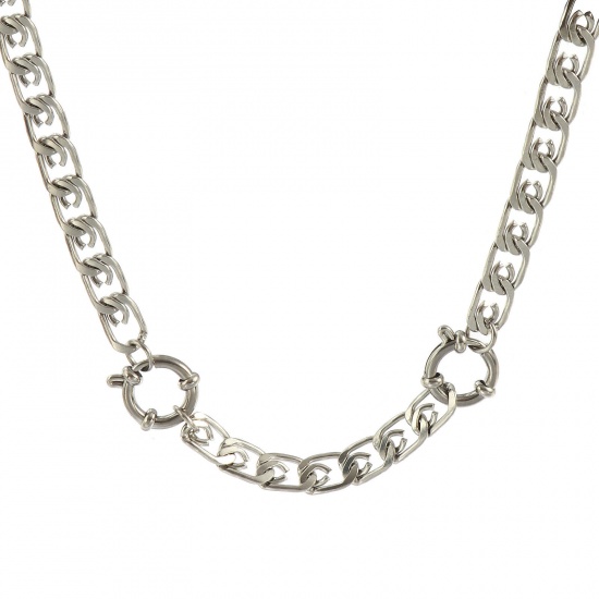 Picture of Wholesale Link Chain Charm Holder Necklace, Silver Tone 304 Stainless Steel, Unisex Eco-friendly Exquisite Simple & Casual Gift Jewelry For Retailer, 62cm(24.4") long, Chain Size: 7mm, 1 Piece