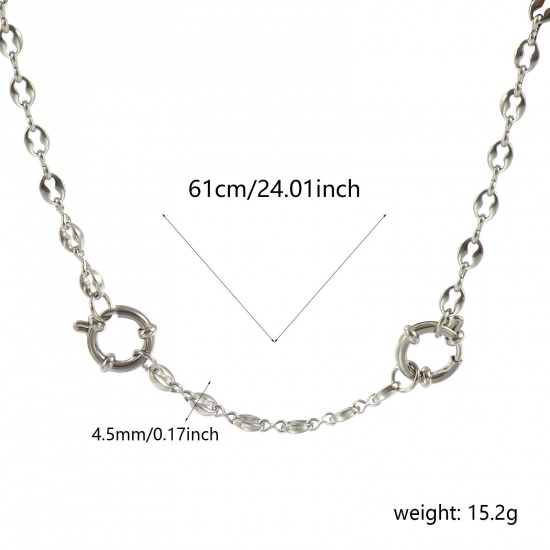 Picture of Wholesale Handmade Link Chain Charm Holder Necklace, Silver Tone 304 Stainless Steel, Unisex Eco-friendly Exquisite Simple & Casual Gift Jewelry For Retailer, 61cm(24") long, Chain Size: 4.5mm, 1 Piece