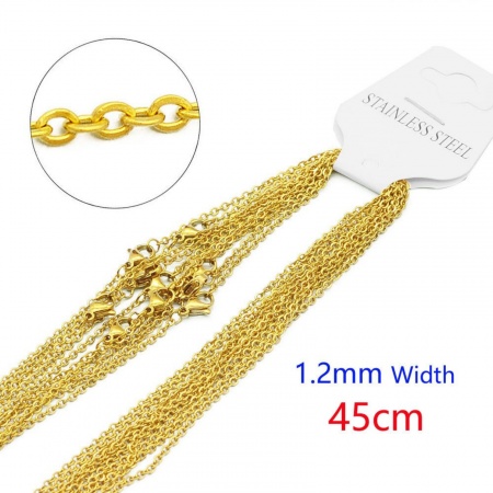 Picture of Wholesale Link Cable Chain Necklace, 18K Gold Plated 304 Stainless Steel, Women's Eco-friendly PVD Simple & Casual Gift Jewelry For Retailer, 45cm(17.7") long, Chain Size: 1.2mm, 10 PCs