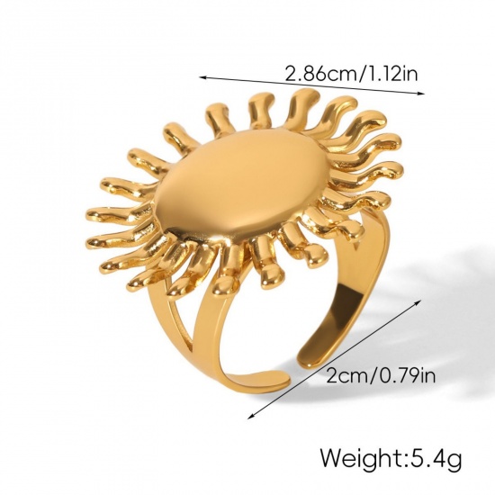 Picture of Wholesale Sun Open Rings, 18K Gold Plated 304 Stainless Steel Women's Eco-friendly PVD Vacuum Plating Ins Style Dainty Gift Jewelry For Retailer 20mm(US Size 10.25), 1 Piece