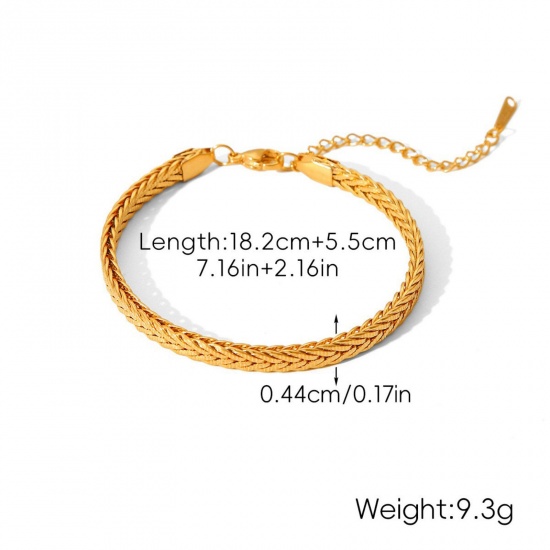 Immagine di All'Ingrosso 304 Acciaio Inossidabile Catena di licopodio Braccialetti, Placcato Oro 18K Placcatura Sottovuoto PVD Ecologica, Donne Stile Ins Retrò Regalo Fornitura di Gioielli 18.2cm Lunghezza, 1 Pz