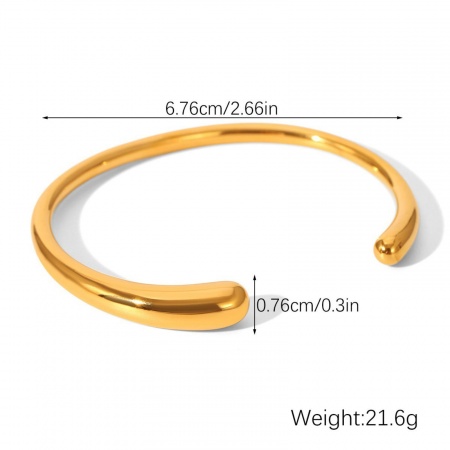 Picture of Wholesale 304 Stainless Steel Open Cuff Bangles Bracelets, 18K Gold Plated Eco-friendly PVD Vacuum Plating, Women's Stylish Simple & Casual Gift Jewelry Supply, 6.8cm Dia., 1 Piece