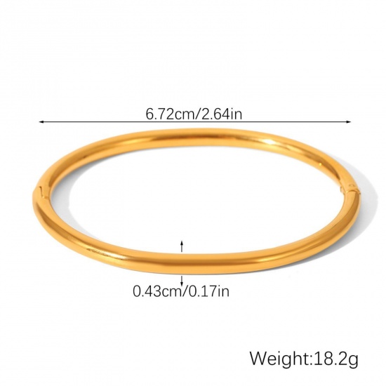 Picture of Wholesale 304 Stainless Steel Bangles Bracelets, 18K Gold Plated Eco-friendly PVD Vacuum Plating, Women's Stylish Simple & Casual Gift Jewelry Supply, 6.7cm Dia., 1 Piece
