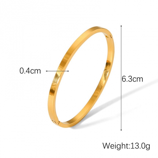 Picture of Wholesale 304 Stainless Steel Bangles Bracelets, 18K Gold Plated Eco-friendly PVD Vacuum Plating, Women's Stylish Simple & Casual Gift Jewelry Supply, 6.3cm Dia., 1 Piece
