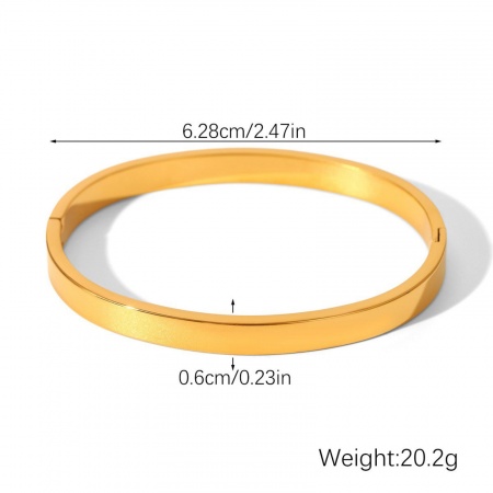 Picture of Wholesale 304 Stainless Steel Bangles Bracelets, 18K Gold Plated Eco-friendly PVD Vacuum Plating, Women's Stylish Simple & Casual Gift Jewelry Supply, 6.3cm Dia., 1 Piece