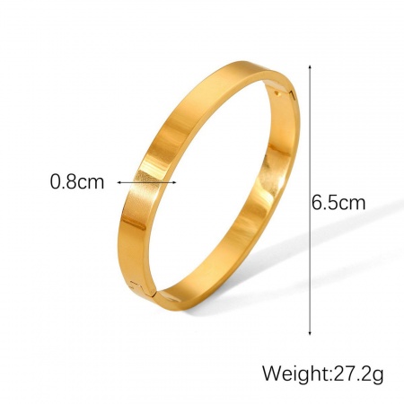 Picture of Wholesale 304 Stainless Steel Bangles Bracelets, 18K Gold Plated Eco-friendly PVD Vacuum Plating, Women's Stylish Simple & Casual Gift Jewelry Supply, 6.5cm Dia., 1 Piece