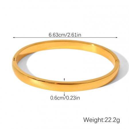 Picture of Wholesale 304 Stainless Steel Bangles Bracelets, 18K Gold Plated Eco-friendly PVD Vacuum Plating, Women's Stylish Simple & Casual Gift Jewelry Supply, 6.6cm Dia., 1 Piece