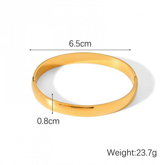 Picture of Wholesale 304 Stainless Steel Bangles Bracelets, 18K Gold Plated Eco-friendly PVD Vacuum Plating, Women's Stylish Simple & Casual Gift Jewelry Supply, 6.5cm Dia., 1 Piece