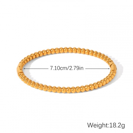Picture of Wholesale 304 Stainless Steel Bangles Bracelets, 18K Gold Plated Eco-friendly PVD Vacuum Plating, Women's Stylish Simple & Casual Gift Jewelry Supply, 7.1cm Dia., 1 Piece