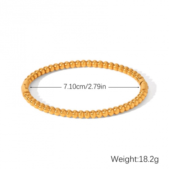 Picture of Wholesale 304 Stainless Steel Bangles Bracelets, 18K Gold Plated Eco-friendly PVD Vacuum Plating, Women's Stylish Simple & Casual Gift Jewelry Supply, 7.1cm Dia., 1 Piece
