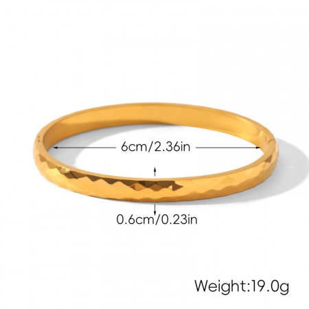 Picture of Wholesale 304 Stainless Steel Bangles Bracelets, 18K Gold Plated Eco-friendly PVD Vacuum Plating, Women's Stylish Simple & Casual Gift Jewelry Supply, 6cm Dia., 1 Piece