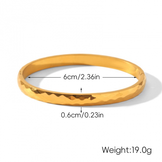 Picture of Wholesale 304 Stainless Steel Bangles Bracelets, 18K Gold Plated Eco-friendly PVD Vacuum Plating, Women's Stylish Simple & Casual Gift Jewelry Supply, 6cm Dia., 1 Piece