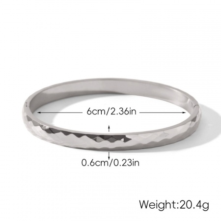 Picture of Wholesale 304 Stainless Steel Bangles Bracelets, Silver Tone Eco-friendly, Women's Stylish Simple & Casual Gift Jewelry Supply, 6cm Dia., 1 Piece