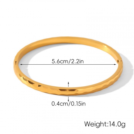 Picture of Wholesale 304 Stainless Steel Bangles Bracelets, 18K Gold Plated Eco-friendly PVD Vacuum Plating, Women's Stylish Simple & Casual Gift Jewelry Supply, 5.6cm Dia., 1 Piece