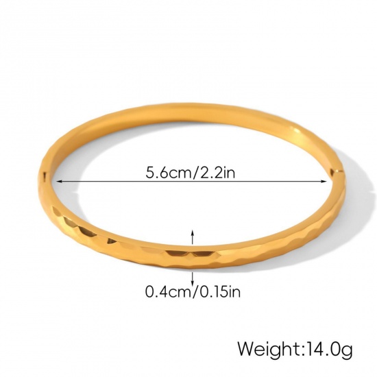 Picture of Wholesale 304 Stainless Steel Bangles Bracelets, 18K Gold Plated Eco-friendly PVD Vacuum Plating, Women's Stylish Simple & Casual Gift Jewelry Supply, 5.6cm Dia., 1 Piece