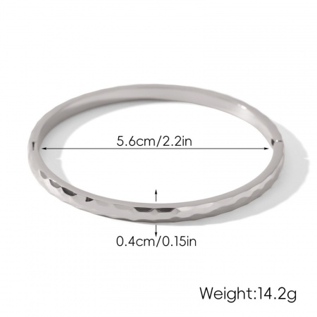 Picture of Wholesale 304 Stainless Steel Bangles Bracelets, Silver Tone Eco-friendly, Women's Stylish Simple & Casual Gift Jewelry Supply, 5.6cm Dia., 1 Piece