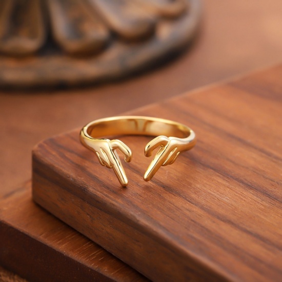 Picture of Wholesale Women's Gift Open Adjustable Rings, 18K Gold Plated 201 Stainless Steel, Eco-friendly Stylish Dainty Jewelry Supply 20mm(US Size 10.25), 1 Piece