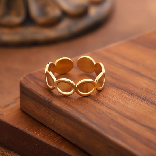 Picture of Wholesale Women's Gift Open Adjustable Rings, 18K Gold Plated 201 Stainless Steel, Eco-friendly Stylish Dainty Jewelry Supply 20mm(US Size 10.25), 1 Piece