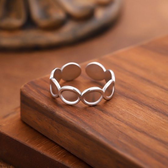 Picture of Wholesale Women's Gift Open Adjustable Rings, Silver Tone 201 Stainless Steel, Eco-friendly Stylish Dainty Jewelry Supply 20mm(US Size 10.25), 1 Piece