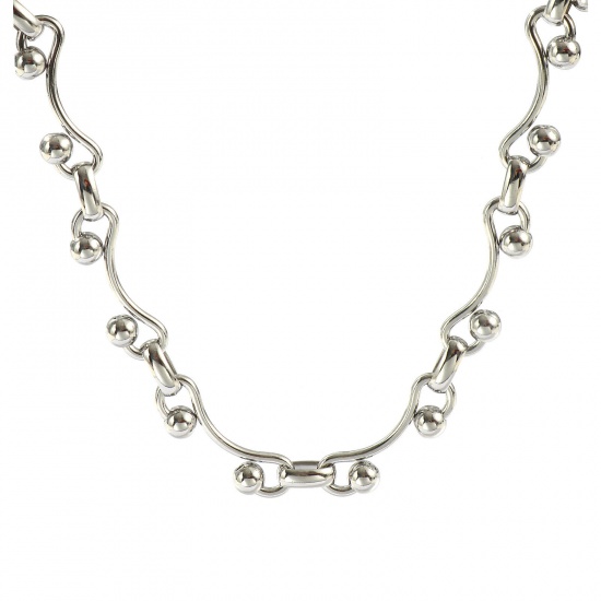 Picture of Wholesale Handmade Link Chain Necklace, Silver Tone 304 Stainless Steel, Women's Eco-friendly Stylish Retro Gift Jewelry For Retailer, 42cm(16.5") + 5cm(2") long, 1 Piece