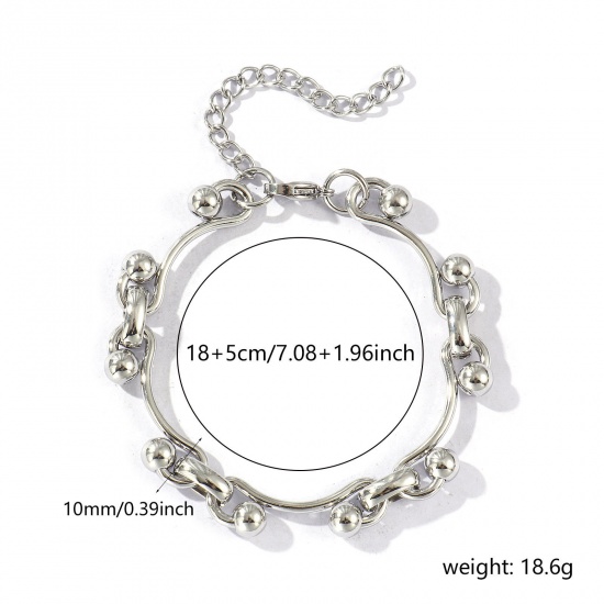 Picture of Wholesale Handmade Link Chain Bracelets, Silver Tone 304 Stainless Steel, Women's Eco-friendly Stylish Retro Gift Jewelry For Retailer, 18cm(7.1") long, 1 Piece