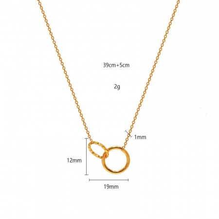 Picture of Wholesale Bicyclic Pendant Charm Necklace, 18K Gold Plated 304 Stainless Steel Women's Eco-friendly PVD Vacuum Plating Stylish Dainty Gift Jewelry For Retailer, 39cm(15.4") + 5cm(2") long, 1 Piece