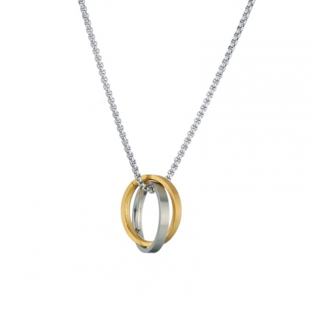 Picture of Wholesale Bicyclic 18K Gold Plated Pendant Charm Necklace, Silver Tone 304 Stainless Steel Women's Eco-friendly Stylish Dainty Gift Jewelry For Retailer, 50cm(19.7") long, 1 Piece