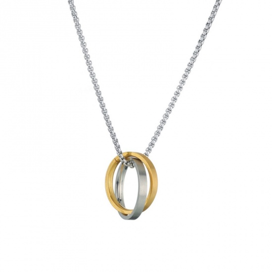 Picture of Wholesale Bicyclic 18K Gold Plated Pendant Charm Necklace, Silver Tone 304 Stainless Steel Women's Eco-friendly Stylish Dainty Gift Jewelry For Retailer, 50cm(19.7") long, 1 Piece