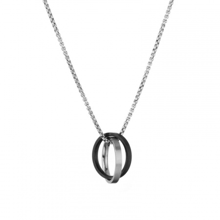 Picture of Wholesale Bicyclic Black Pendant Charm Necklace, Silver Tone 304 Stainless Steel Women's Eco-friendly Stylish Dainty Gift Jewelry For Retailer, 50cm(19.7") long, 1 Piece