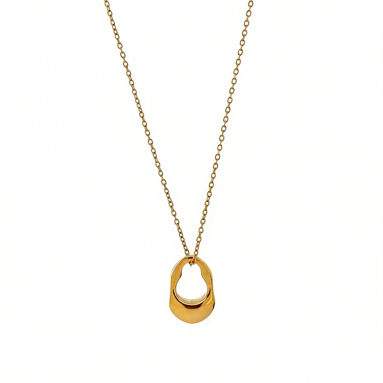 Picture of Wholesale Drop Pendant Charm Necklace, 18K Gold Plated 304 Stainless Steel Women's Eco-friendly Stylish Dainty Gift Jewelry For Retailer, 40cm(15.7") + 5cm(2") long, 1 Piece