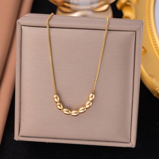 Picture of Wholesale Pendant Charm Necklace, 18K Gold Plated 304 Stainless Steel Box Chain, Women's Eco-friendly PVD Vacuum Plating Stylish Simple & Casual Gift Jewelry For Retailer, 40cm(15.7") + 5cm(2") long, 1 Piece