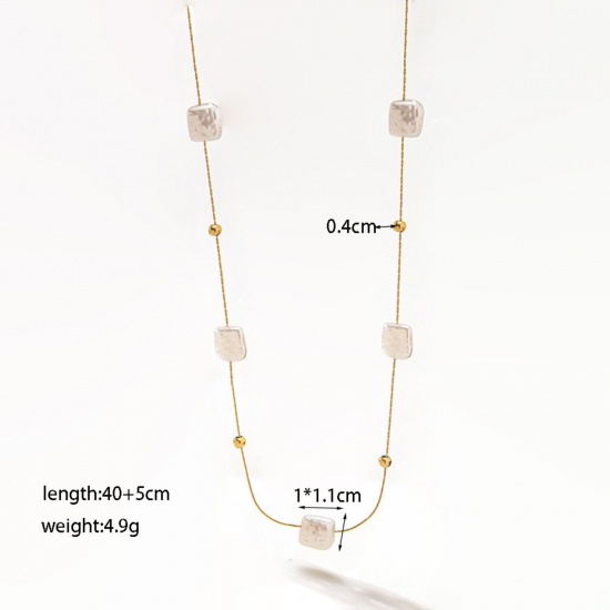 Picture of Wholesale Imitation Pearl Beaded Necklace, 18K Gold Plated 304 Stainless Steel, Women's Eco-friendly Baroque Dainty Gift Jewelry For Retailer, 40cm(15.7") + 5cm(2") long, 1 Piece