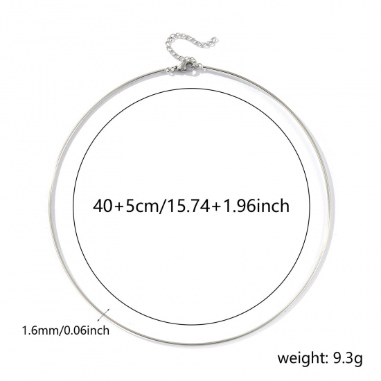 Picture of Wholesale Collar Neck Ring Necklace, Silver Tone 304 Stainless Steel Unisex Eco-friendly Minimalist Gift Jewelry For Retailer, 40cm(15.7") + 5cm(2") long, 1 Piece