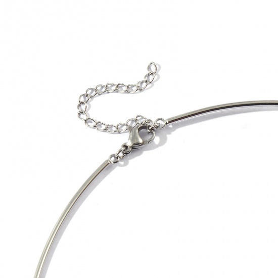 Picture of Wholesale Collar Neck Ring Necklace, Silver Tone 304 Stainless Steel Unisex Eco-friendly Minimalist Gift Jewelry For Retailer, 40cm(15.7") + 5cm(2") long, 1 Piece