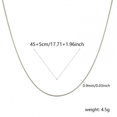 Bild von Großhandel Schlangenkette Halskette, Silberfarbe 304 Edelstahl, Frauen Umweltfreundlich Exquisit Minimalistisch Geschenk Schmuck für Einzelhändler, 45cm + 5cm lang, Kettengröße: 0.9mm, 1 Strang